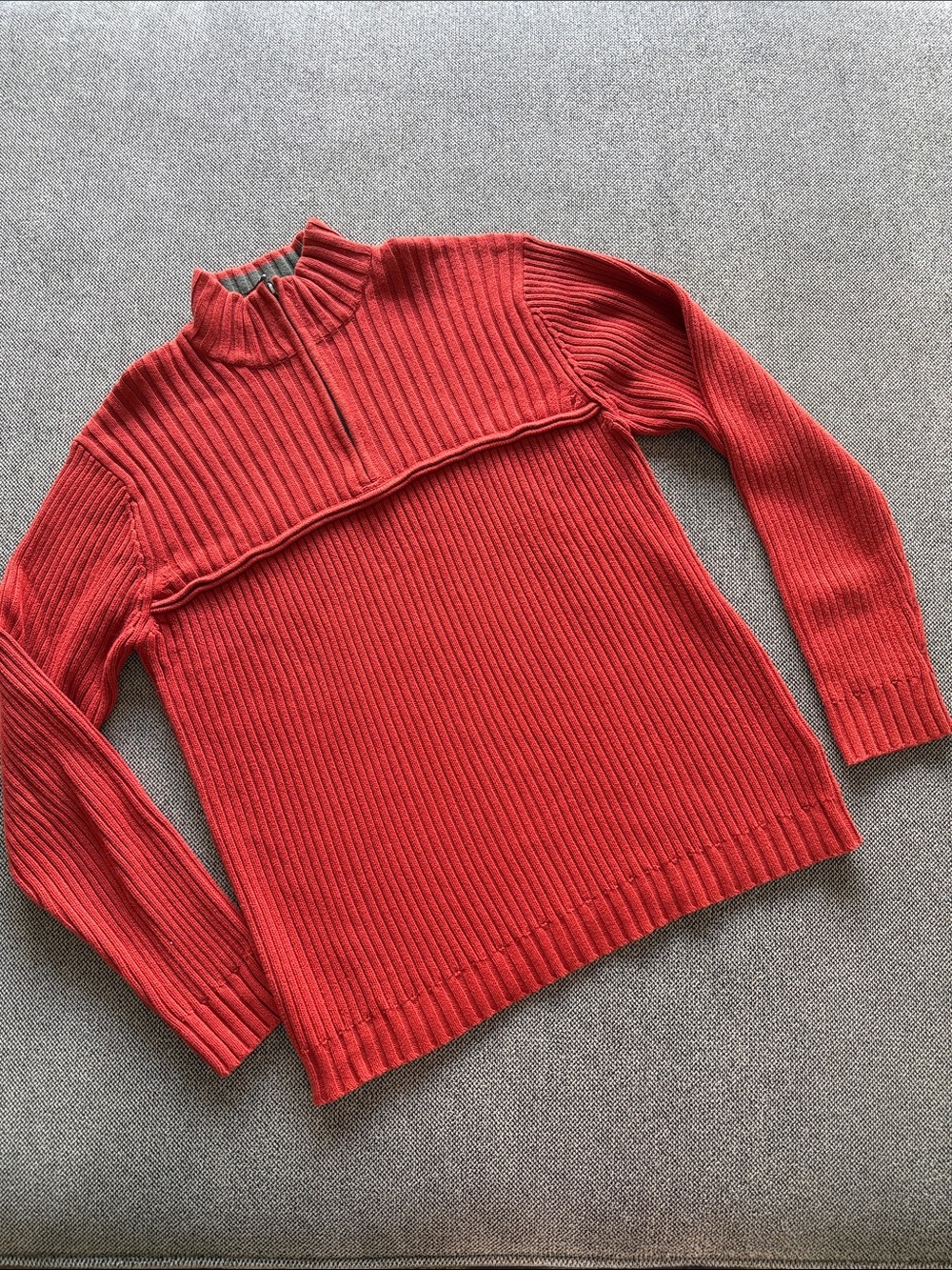 Royal Robbins Burnt Orange Ribbed Half-Zip Sweater 100% Cotton